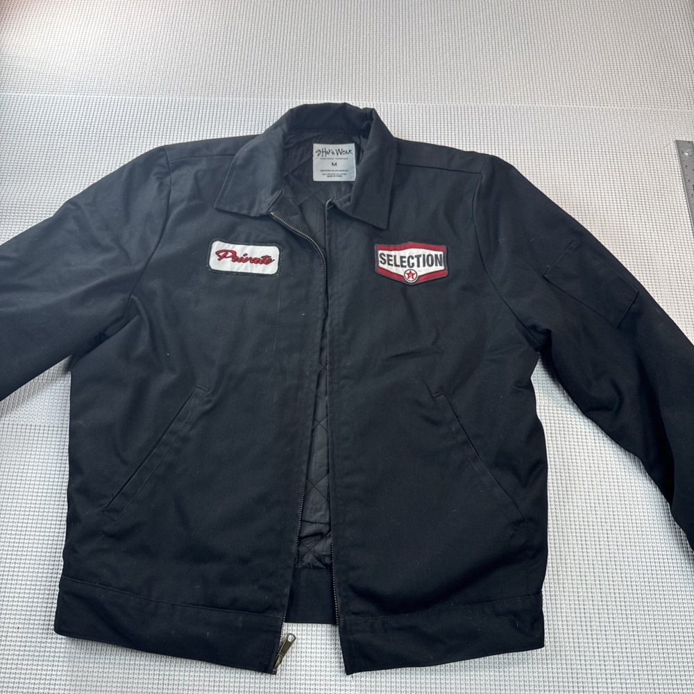 (534) Shaka Wear Work Jacket Mens M Black Private Motors Quilted